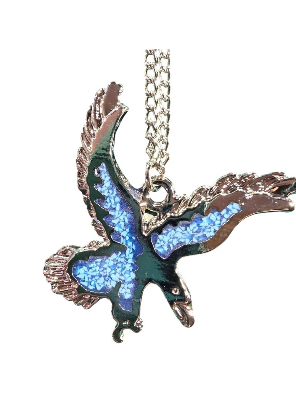 Necklace Silver-Tone Blue Bird Eagle Pendant Southwest womens jewelry